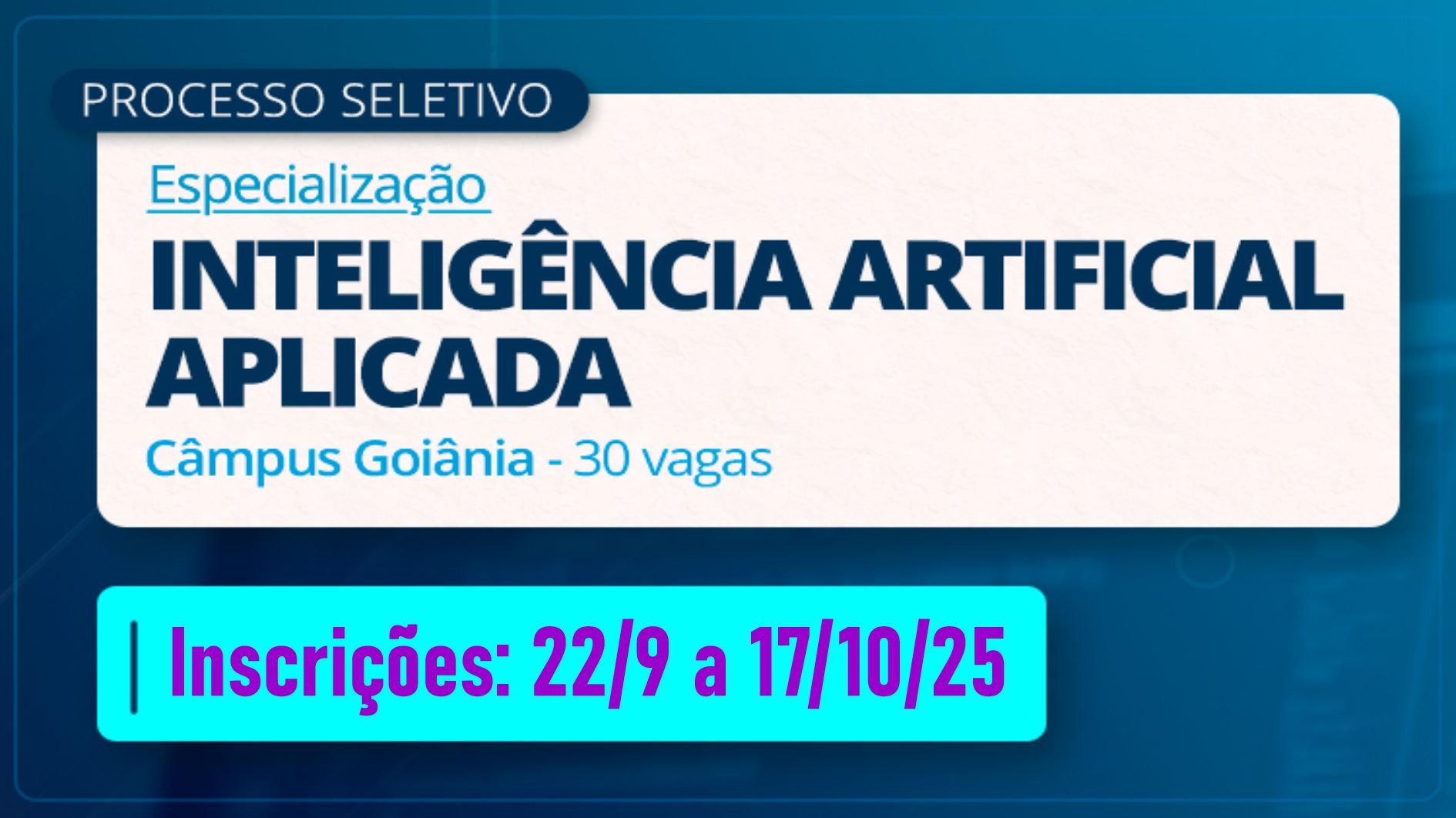 A especialização será realizada no Câmpus Goiânia, em parceria com o Câmpus Anápolis do IFG.